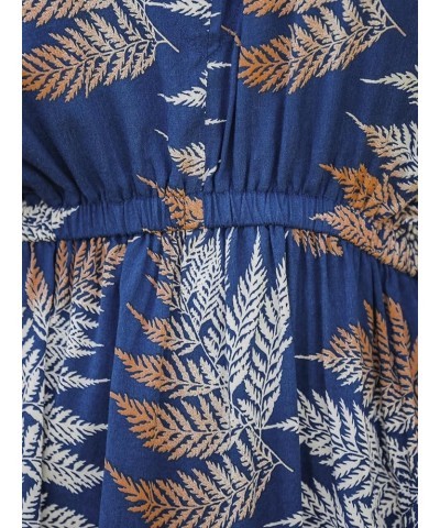 Women's V Neck Cover Up Dress Short Sleeves Casual Tropical Leaf Print Beach Summer 2024 Blue $19.59 Swimsuits