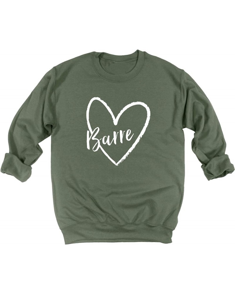 Barre Heart Workout Sweatshirt Military $17.64 Activewear