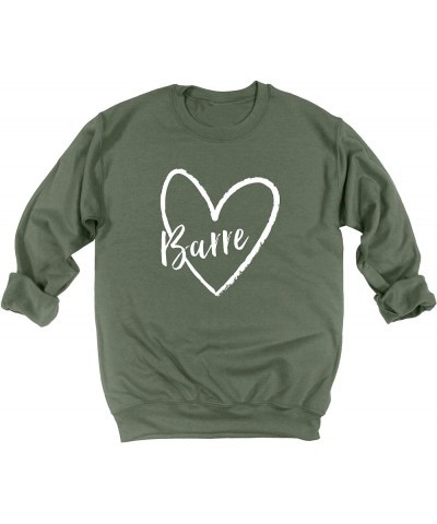 Barre Heart Workout Sweatshirt Military $17.64 Activewear