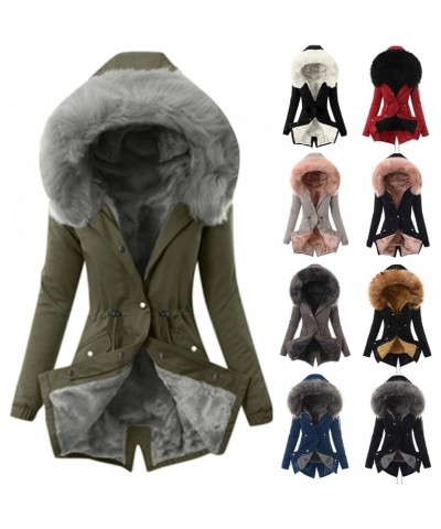 Winter Jacket Coats for Women 2023 Fashion - Women's Warm Parka Coat with Plush Hooded Thicken Puffer Down A5-white $21.31 Ja...