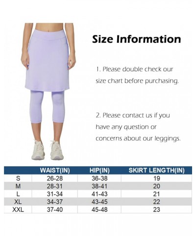 Modest Skirt with Leggings Attached for Women Workout Knee Length Swim Capri Pants with 2 Pockets Light Violet $16.45 Skirts