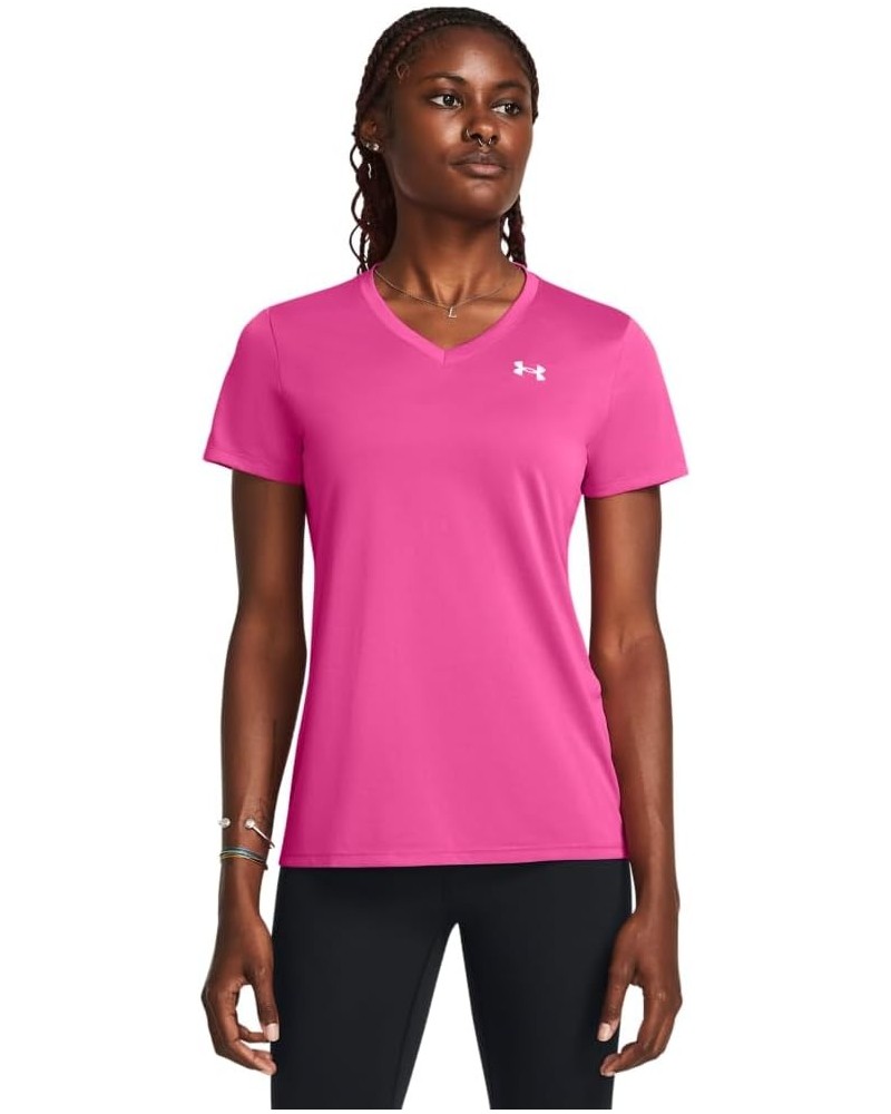 Women's Tech Short Sleeve V Neck (652) Rebel Pink / / White Large $10.69 Activewear