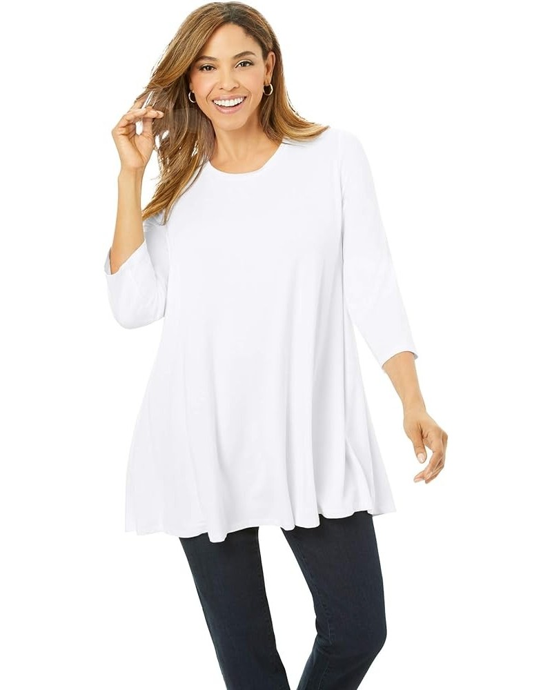 Women's Plus Size Swing Tunic Oversized Long Blouse White (0174) $18.11 Tops