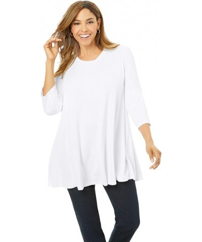 Women's Plus Size Swing Tunic Oversized Long Blouse White (0174) $18.11 Tops