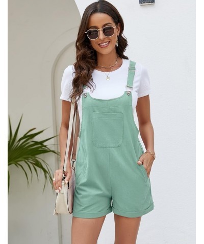 Women Shorts Overalls Bib Rompers Shortalls Summer Adjustable Straps Casual Cotton Jumpsuits With Pockets Cyan $12.74 Overalls