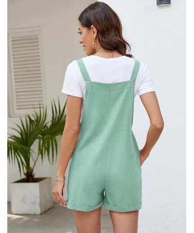 Women Shorts Overalls Bib Rompers Shortalls Summer Adjustable Straps Casual Cotton Jumpsuits With Pockets Cyan $12.74 Overalls