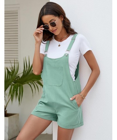 Women Shorts Overalls Bib Rompers Shortalls Summer Adjustable Straps Casual Cotton Jumpsuits With Pockets Cyan $12.74 Overalls