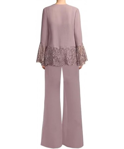 3 Piece Mother of The Bride Pant Suits with Jacket Lace Long Sleeve Cocktail Pantsuits for Women Evening Party Gown Taupe $35...