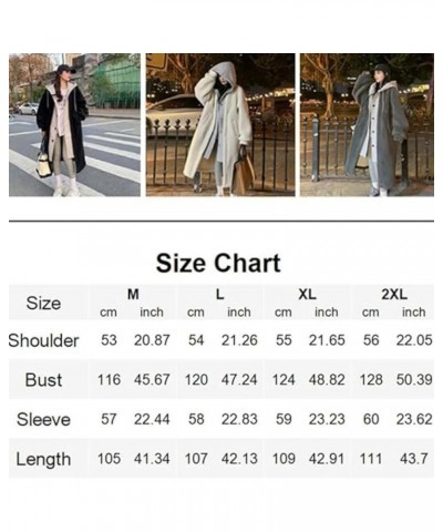 2023 New 2-Layered Faux Lambswool Hooded Coat Jacket, Winter Women Long Hooded Dress Fleece Button Outwear White $31.50 Coats