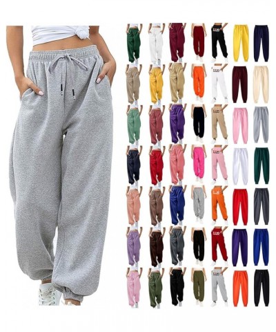 Sweatpants for Women Fall Fashion High Waisted Baggy Cargo Pants Cinch Bottom Joggers Wide Leg Trousers with Pockets Sweatpan...