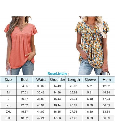 Womens T Shirt Loose Fit Short Sleeve Shirts Floral Summer Tunic Top B Pinkblue $15.36 Tops