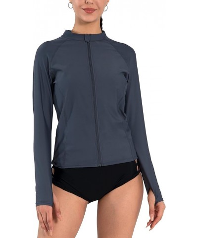 Women's Long Sleeve Rash Guard UPF 50+ UV Sun Protection Swim Shirt Charcoal Gray $14.39 Swimsuits