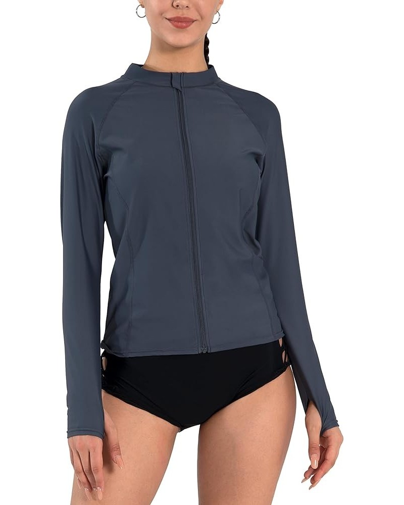 Women's Long Sleeve Rash Guard UPF 50+ UV Sun Protection Swim Shirt Charcoal Gray $14.39 Swimsuits