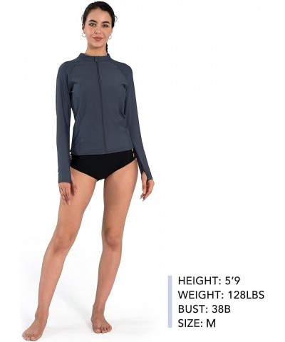 Women's Long Sleeve Rash Guard UPF 50+ UV Sun Protection Swim Shirt Charcoal Gray $14.39 Swimsuits