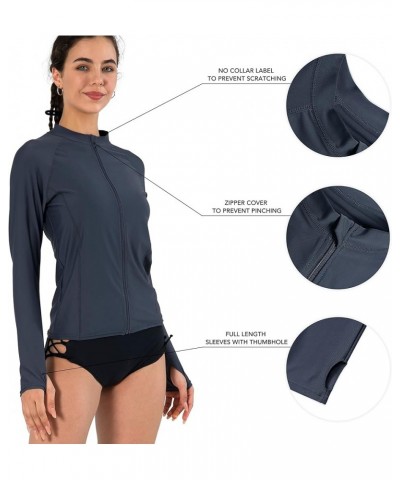 Women's Long Sleeve Rash Guard UPF 50+ UV Sun Protection Swim Shirt Charcoal Gray $14.39 Swimsuits