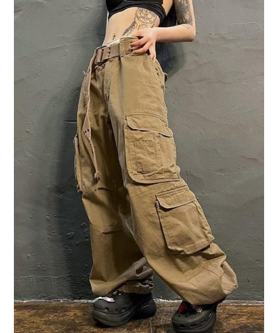 Y2K Cute Low Waisted Flare Trousers Jeans Vintage Aesthetic Cargo Pants Slim Pockets Harajuku Joggers 90s Streetwear Khaki 3 ...