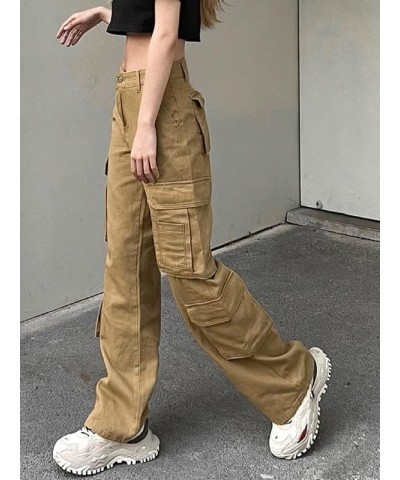 Y2K Cute Low Waisted Flare Trousers Jeans Vintage Aesthetic Cargo Pants Slim Pockets Harajuku Joggers 90s Streetwear Khaki 3 ...