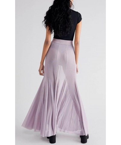 Womens Summer Maxi Skirt Mesh High Waisted Sheer Beach Swimsuit Cover Up Flowy Long Tulle Skirts Purple $12.71 Swimsuits