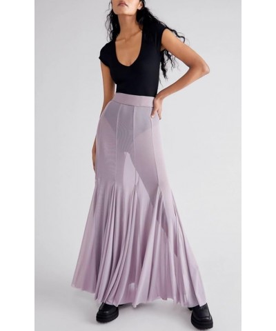 Womens Summer Maxi Skirt Mesh High Waisted Sheer Beach Swimsuit Cover Up Flowy Long Tulle Skirts Purple $12.71 Swimsuits