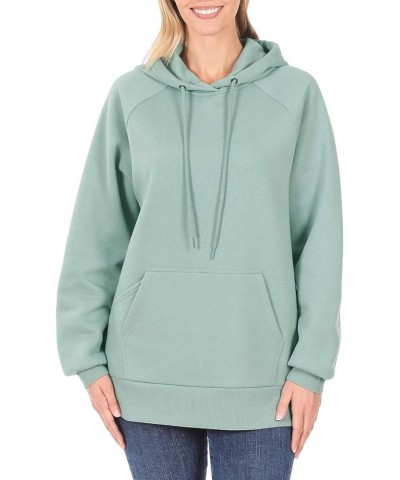 Women's Relaxed Fit Fleece Pullover Hooded Sweatshirts with Front Pocket Raglan Light Green $14.52 Hoodies & Sweatshirts