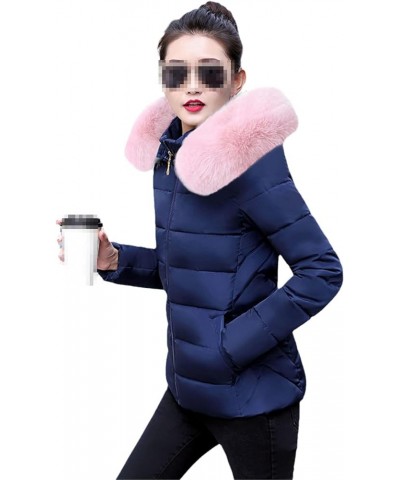 Women Fashion Slim Winter Jacket Cotton Thicken Warm Coat Short Down Parkas Dark Blue $29.44 Jackets