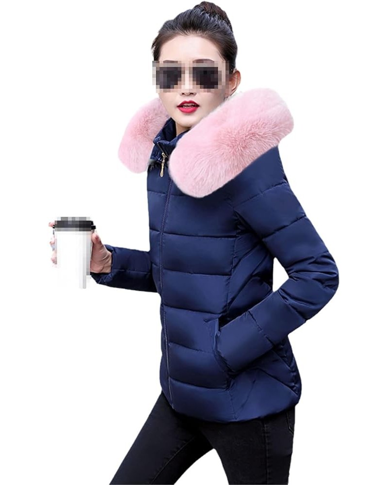 Women Fashion Slim Winter Jacket Cotton Thicken Warm Coat Short Down Parkas Dark Blue $29.44 Jackets