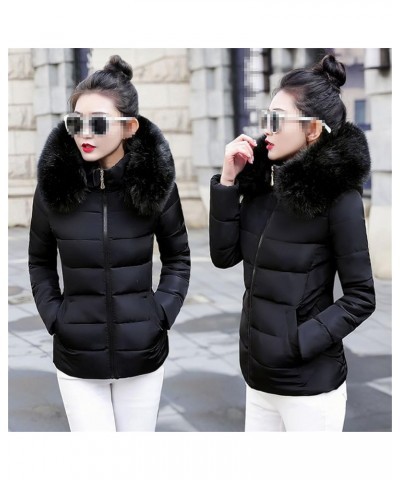 Women Fashion Slim Winter Jacket Cotton Thicken Warm Coat Short Down Parkas Dark Blue $29.44 Jackets