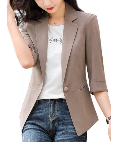 Womens Casual Jacket Casual Work Blazer Office Jacket Slim Fit Blazer for Business Lady X23-brown $14.70 Blazers