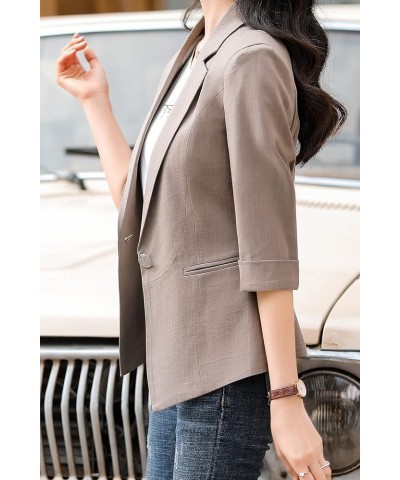 Womens Casual Jacket Casual Work Blazer Office Jacket Slim Fit Blazer for Business Lady X23-brown $14.70 Blazers