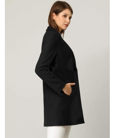 Women's Winter Overcoat Notched Lapel Long Sleeve One Buttoned Mid-Length Long Coat Black $31.02 Coats