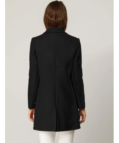 Women's Winter Overcoat Notched Lapel Long Sleeve One Buttoned Mid-Length Long Coat Black $31.02 Coats