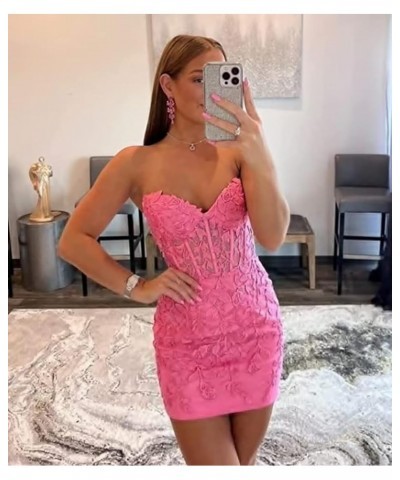 Homecoming Dresses 2023 Tight Lace Applique Floral Fitted Corset Short HOCO Dresses for Teens A-black $26.20 Dresses