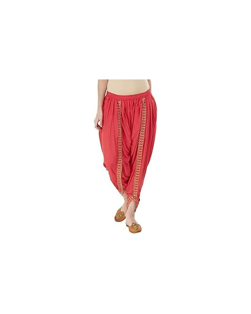 DAMIRA Creation Women/Girls Cotton/Rayon Solid Full Length Lace Loose Fit Plain Dhoti Pant/Salwar/Patiala Gajri $15.68 Pants