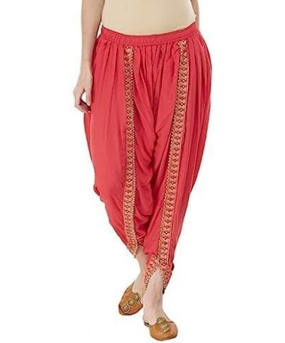 DAMIRA Creation Women/Girls Cotton/Rayon Solid Full Length Lace Loose Fit Plain Dhoti Pant/Salwar/Patiala Gajri $15.68 Pants