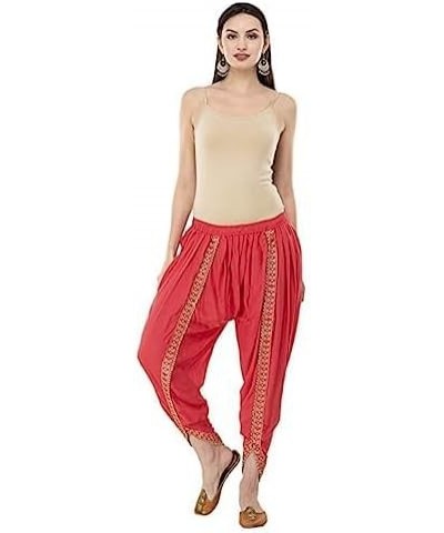 DAMIRA Creation Women/Girls Cotton/Rayon Solid Full Length Lace Loose Fit Plain Dhoti Pant/Salwar/Patiala Gajri $15.68 Pants