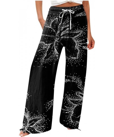 Women's Loose Fitting Pants Leg Pants, Drawstring Fashion Printed High Waist Casual Trousers Sweatpants Pants 7-black $9.02 A...