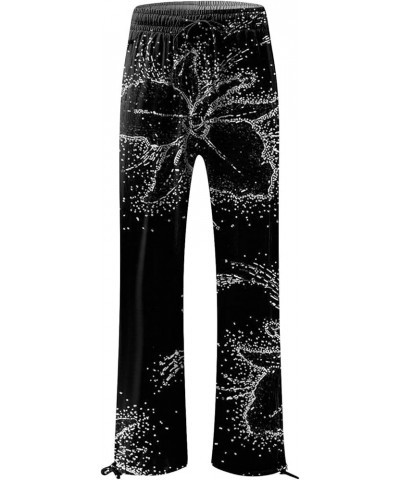 Women's Loose Fitting Pants Leg Pants, Drawstring Fashion Printed High Waist Casual Trousers Sweatpants Pants 7-black $9.02 A...