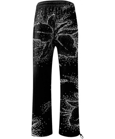 Women's Loose Fitting Pants Leg Pants, Drawstring Fashion Printed High Waist Casual Trousers Sweatpants Pants 7-black $9.02 A...