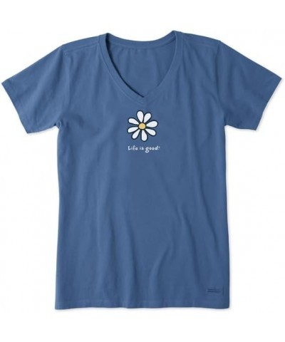 Life is Good. Women's LIG Daisy Crusher Vee, Vintage Blue Vintage Blue $20.01 Activewear