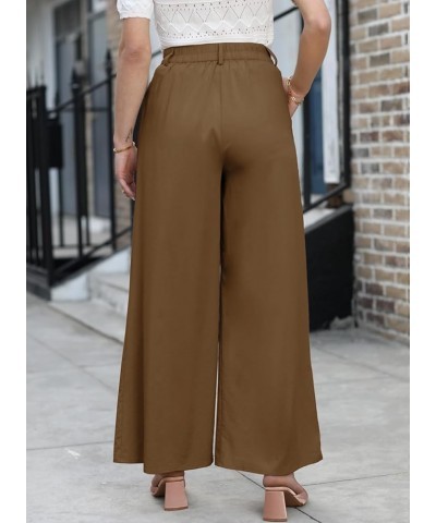 Wide Leg Pants Woman 2024 Dressy Casual Elastic High Waisted Palazzo Pants Button Down Flowy Trousers with Pockets B Coffee $...