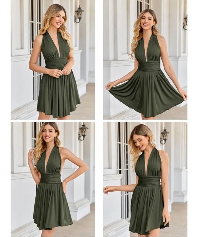 Women Sexy Deep V-Neck Mini Summer Dress Sleeveless Backless Party Club Cocktail Dresses Army Green $22.13 Dresses