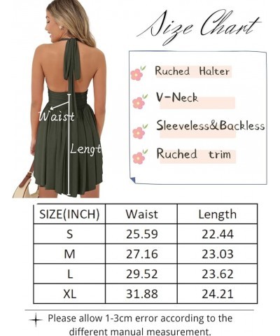 Women Sexy Deep V-Neck Mini Summer Dress Sleeveless Backless Party Club Cocktail Dresses Army Green $22.13 Dresses