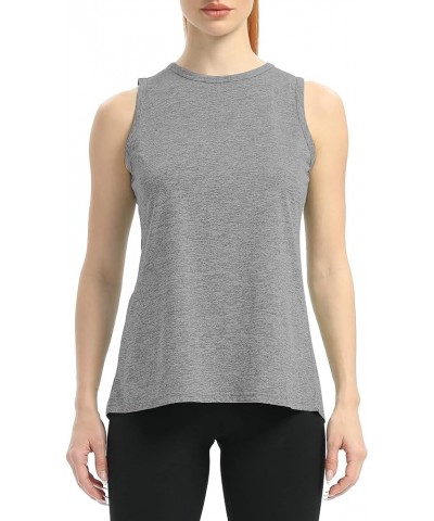 Women's Tie Back Workout Tops Sleeveless High Neck Athletic Gym Yoga Shirts Loose Fit Gray $11.99 Activewear