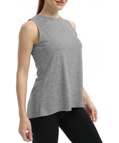 Women's Tie Back Workout Tops Sleeveless High Neck Athletic Gym Yoga Shirts Loose Fit Gray $11.99 Activewear