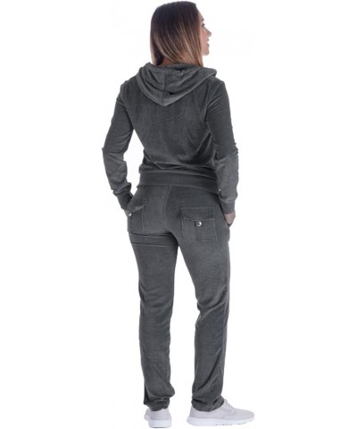 Womens 2 Piece Outfits Velour Tracksuits Long Sleeve Sports Sweatsuits Jogging Velvet Lounge Set Grey $20.24 Activewear