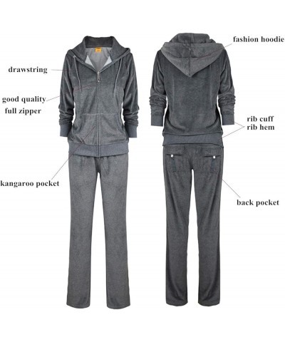 Womens 2 Piece Outfits Velour Tracksuits Long Sleeve Sports Sweatsuits Jogging Velvet Lounge Set Grey $20.24 Activewear