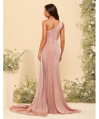 One Shoulder Satin Prom Dresses Long Mermaid Formal Evening Gowns DI80 Light Pink $31.61 Dresses