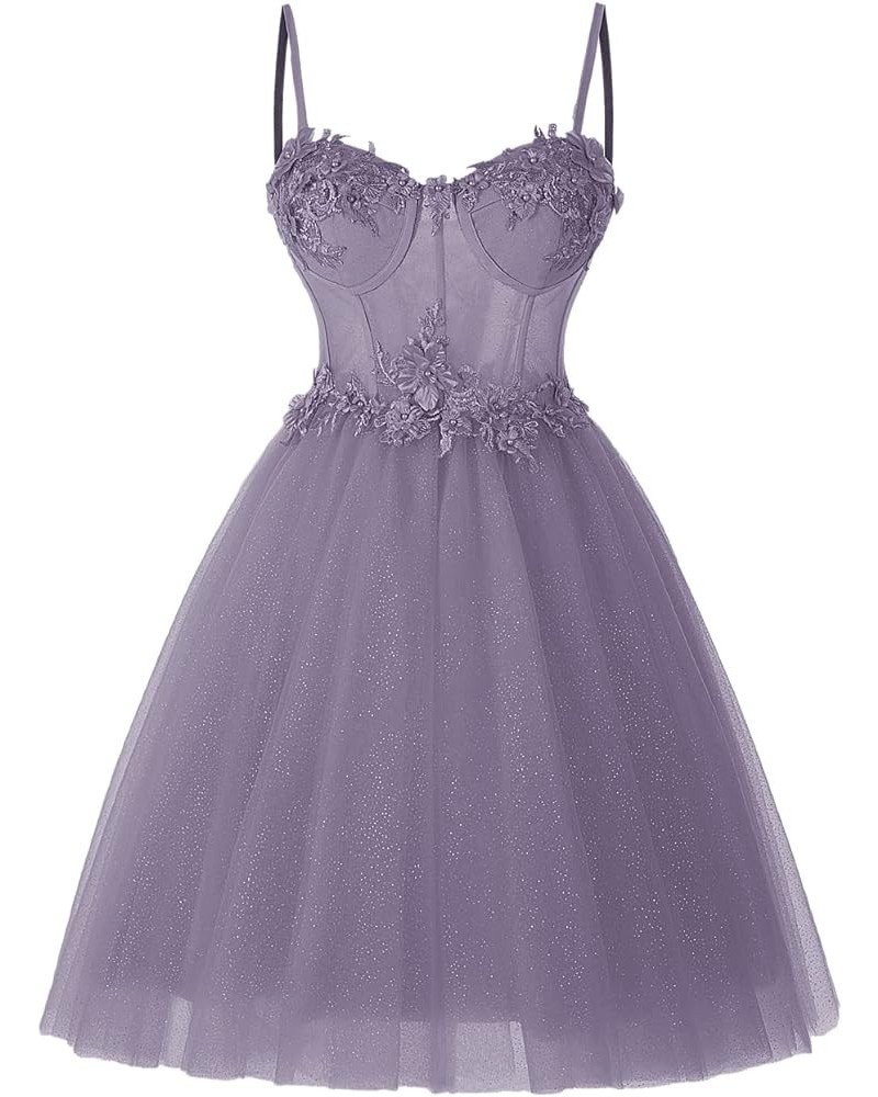 Sparkly Prom Dresses Short for Teens Homecoming Dress Glitter Lace Formal Dress RO066 Mauve $43.19 Dresses