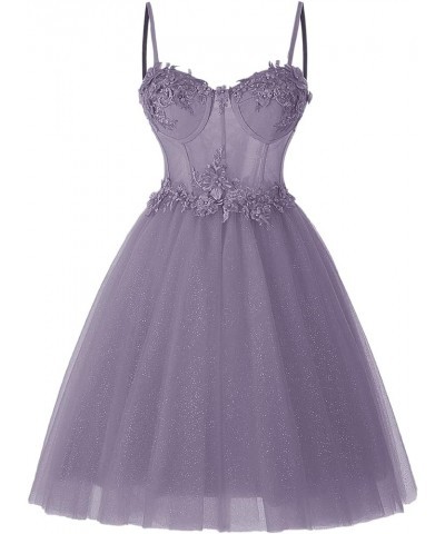 Sparkly Prom Dresses Short for Teens Homecoming Dress Glitter Lace Formal Dress RO066 Mauve $43.19 Dresses