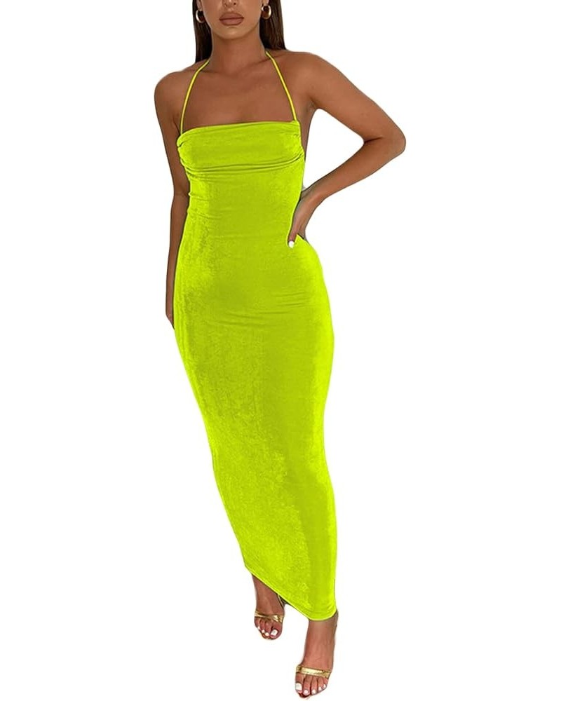 Women Knit Summer Maxi Dress Hollow Out Sleeveless Bodycon Long Dress Ribbed Knit Slim Dresses Party Clubwear Yellow $11.59 D...